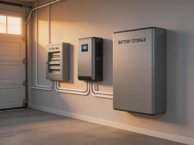 Residential battery in a garage